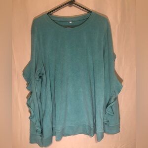 2X super soft top with ruffle sleeves